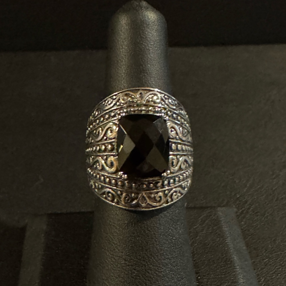 Effy Sterling Silver and Onyx Ring